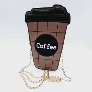 Coffee cup crossbody chain strap novelty purse